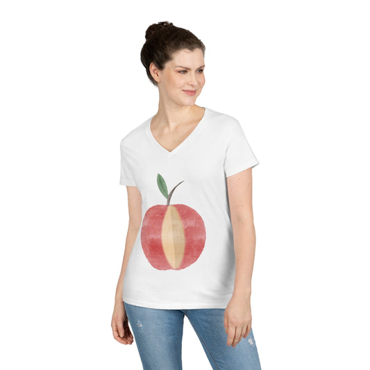 Apple Slice - Ladies' V-Neck T-Shirt