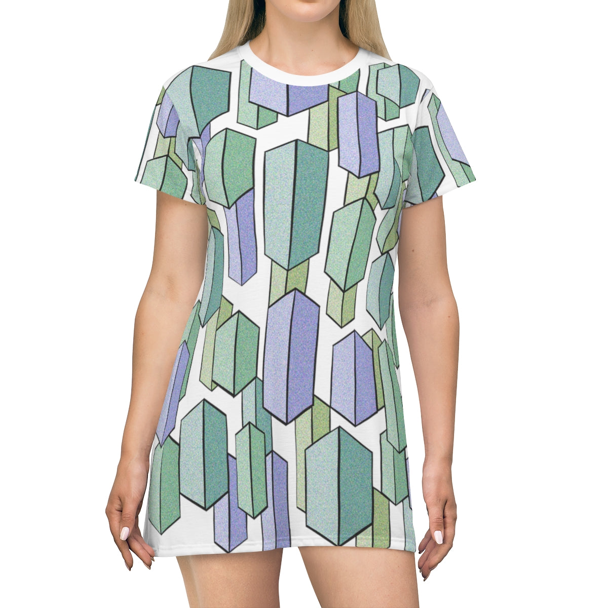 Green Prism - All Over Print T-Shirt Dress