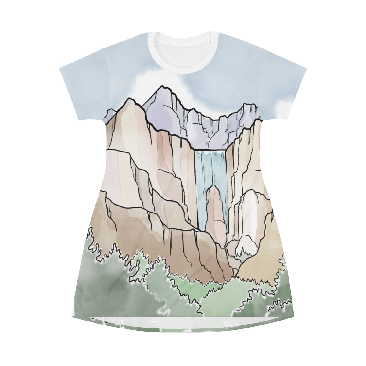 Waterfall - All Over Print T-Shirt Dress