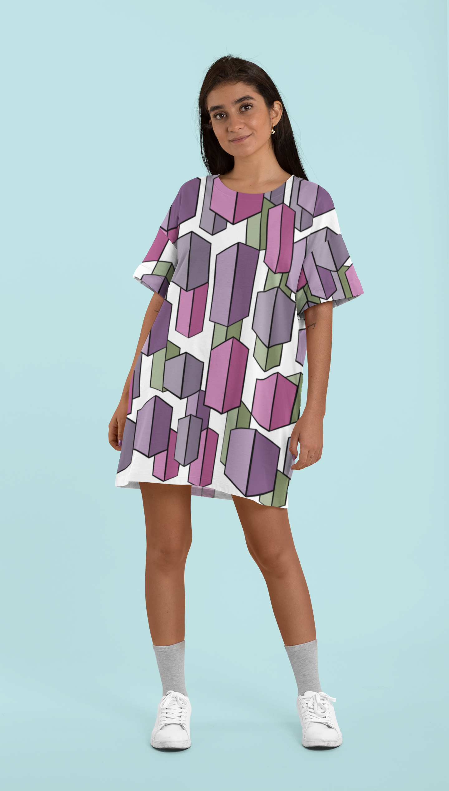 Purple Prism - All Over Print T-Shirt Dress